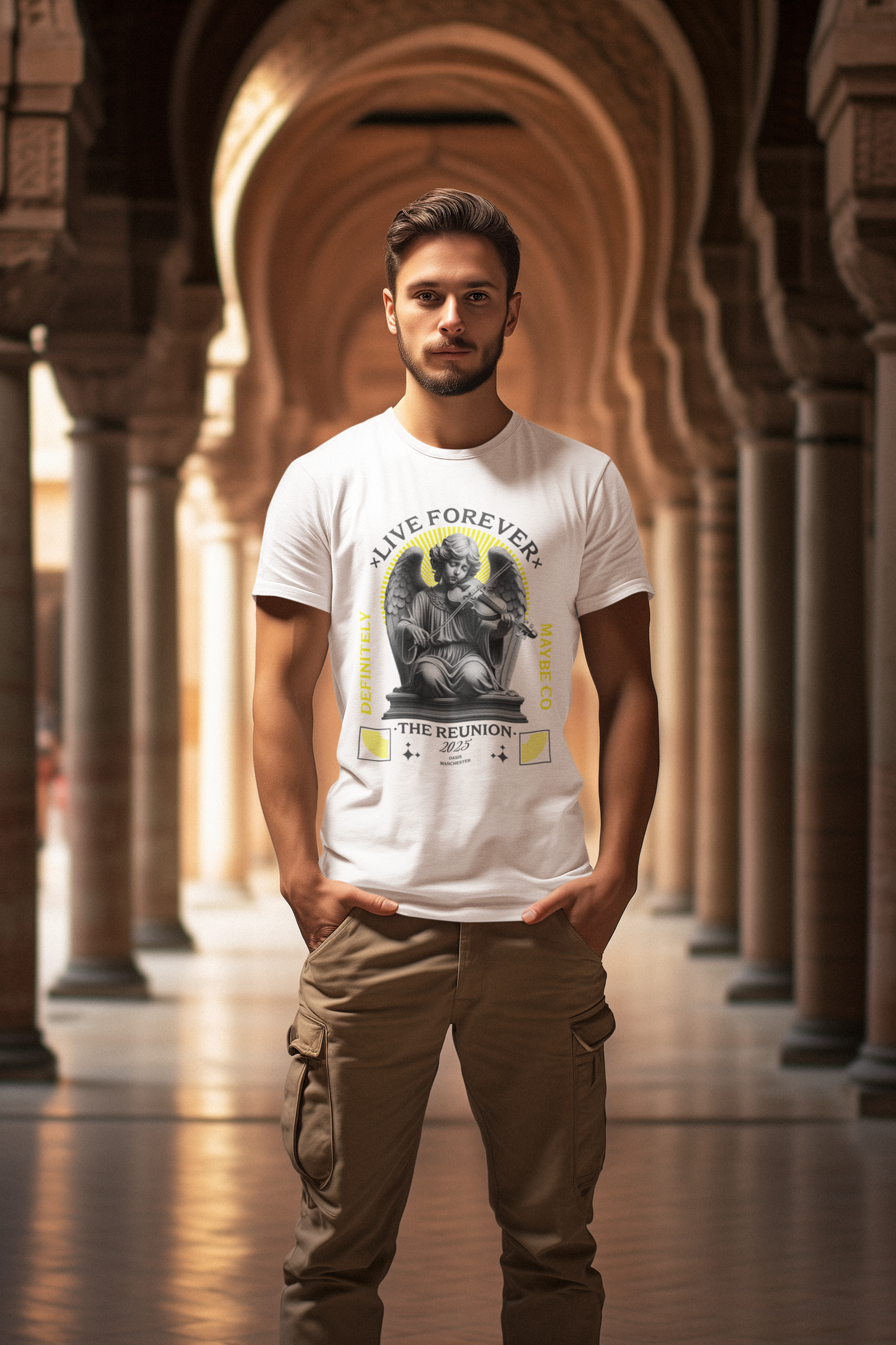 Live Forever Angel Unisex T-Shirt – Timeless Style Inspired by Oasis