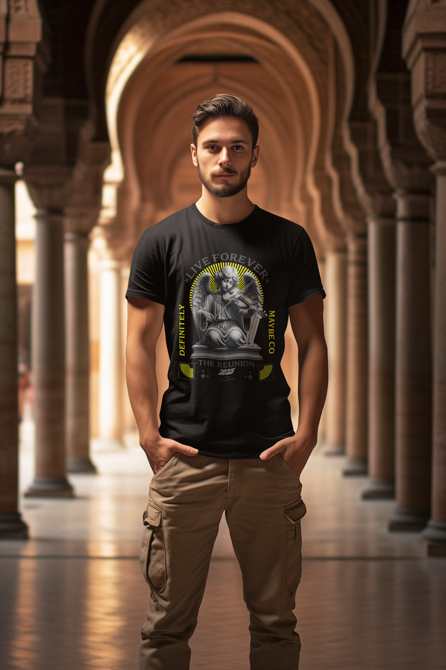 Live Forever Angel Unisex T-Shirt – Timeless Style Inspired by Oasis
