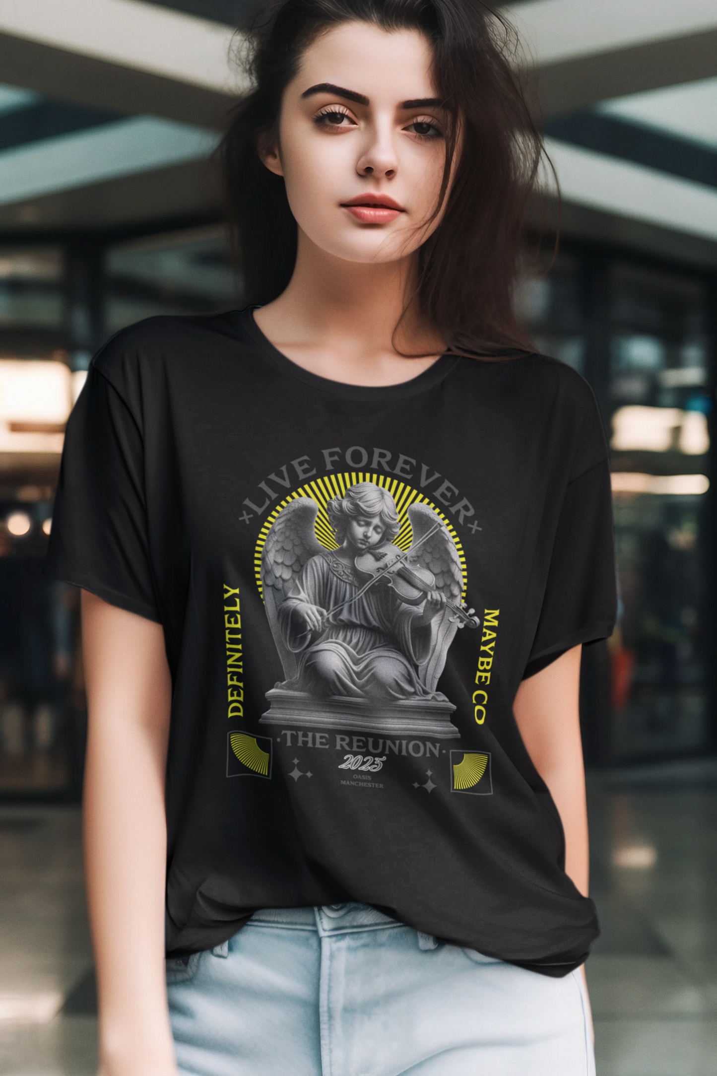 Live Forever Angel Unisex T-Shirt – Timeless Style Inspired by Oasis